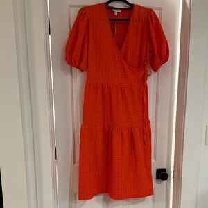 Topshop Vibrant Orange Midi Dress